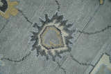 Antique Hand Knotted Silver and Charcoal Traditional Floral Oushak Wool Area Rug