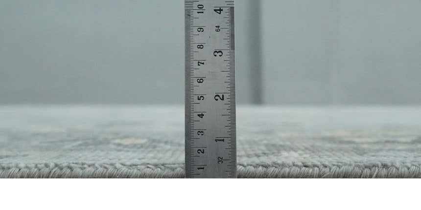 Antique Hand Knotted Silver and Charcoal Traditional Floral Oushak Wool Area Rug