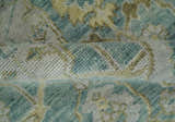 Hand Knotted Traditional Turkish Teal Oushak Wool Rug