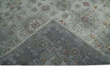 Vintage Distressed Hand Knotted Serapi Silver and Rust Traditional Antique Custom Made Area Rug