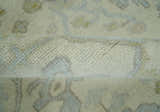 Antique look Beige and Gray Hand knotted Custom Made Oushak wool Area Rug
