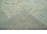 Antique look Beige and Gray Hand knotted Custom Made Oushak wool Area Rug