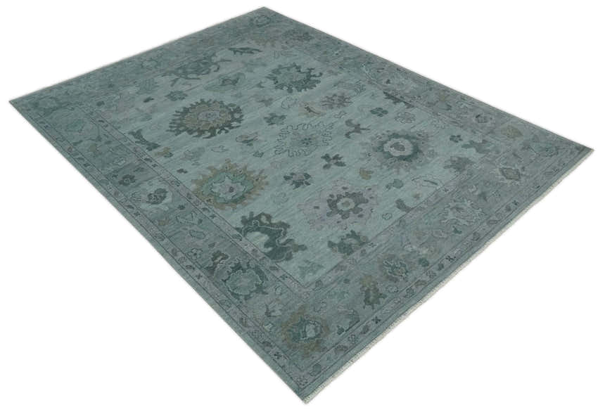 Antique look Bluish Gray Hand knotted Traditional Oushak Multi Size wool area Rug