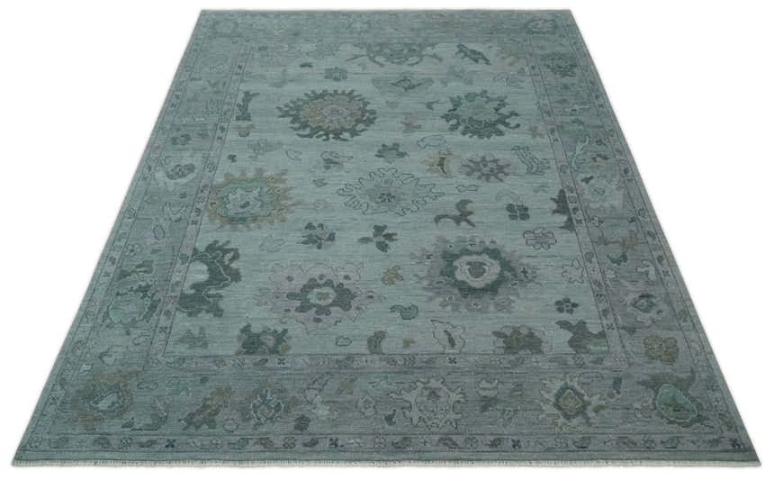 Antique look Bluish Gray Hand knotted Traditional Oushak Multi Size wool area Rug