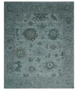 Antique look Bluish Gray Hand knotted Traditional Oushak Multi Size wool area Rug