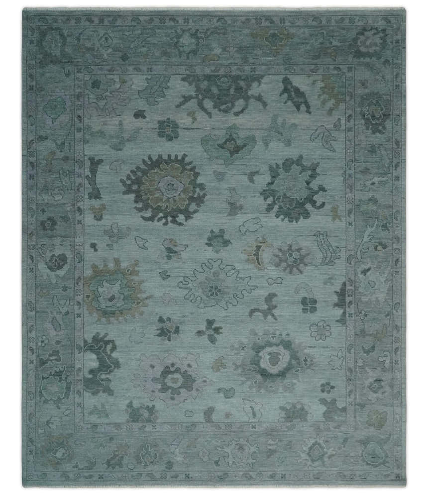 Antique look Bluish Gray Hand knotted Traditional Oushak Multi Size wool area Rug