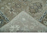 Antique look Grayish-Green and Ivory Hand Knotted Traditional Heriz Custom Made wool Area Rug