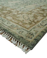 Antique look vintage style Green, Beige and Brown traditional Hand Knotted Multi Size wool rug