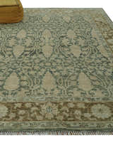Antique look vintage style Green, Beige and Brown traditional Hand Knotted Multi Size wool rug