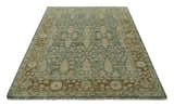 Antique look vintage style Green, Beige and Brown traditional Hand Knotted Multi Size wool rug