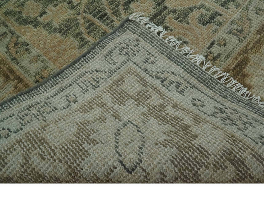 Antique look vintage style Green, Beige and Brown traditional Hand Knotted Multi Size wool rug