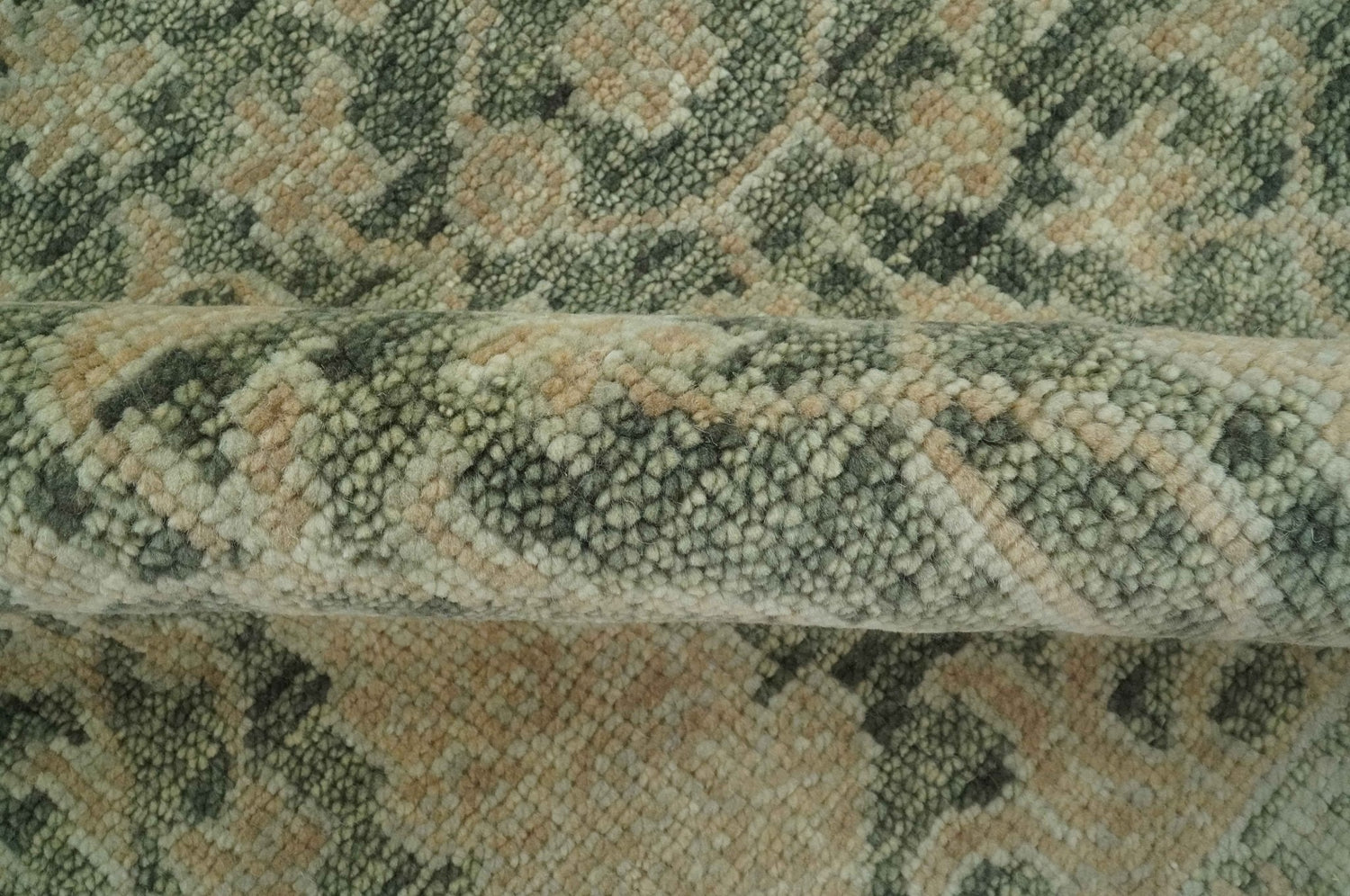 Antique look vintage style Green, Beige and Brown traditional Hand Knotted Multi Size wool rug