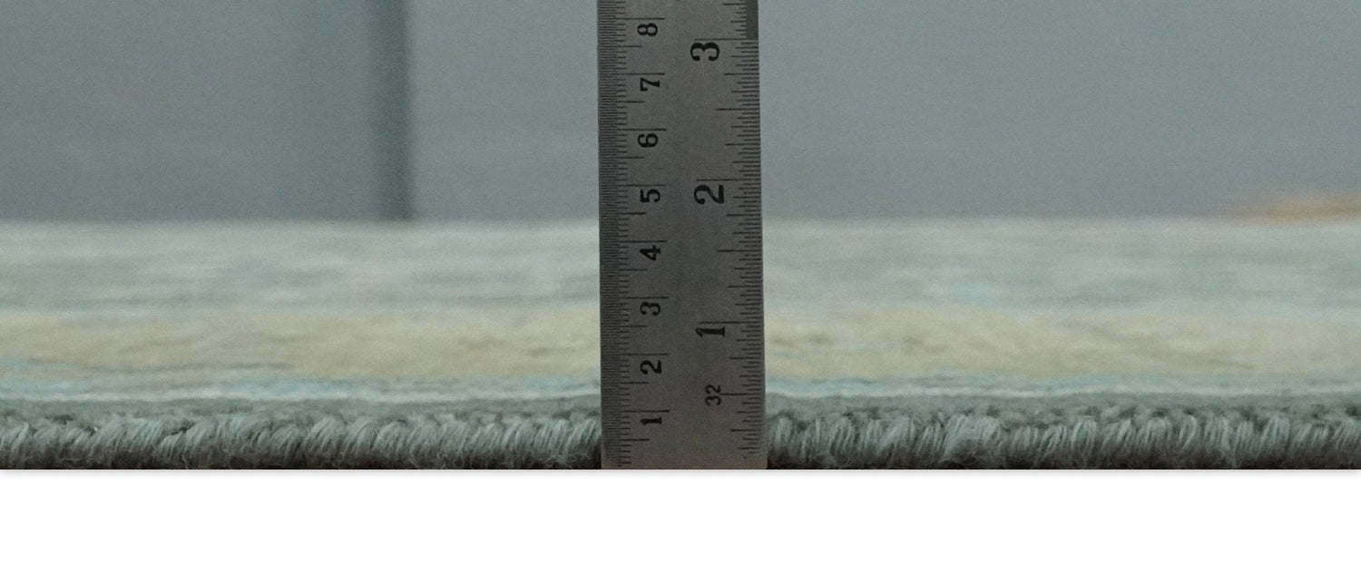 Antique Moss Charcoal Hand Knotted Olive and Beige Traditional Floral Vintage Wool Rug