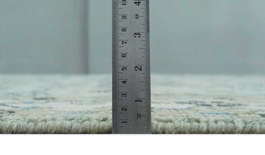 Moss Green and Ivory Multi Size Vintage Wool Hand Knotted Rug