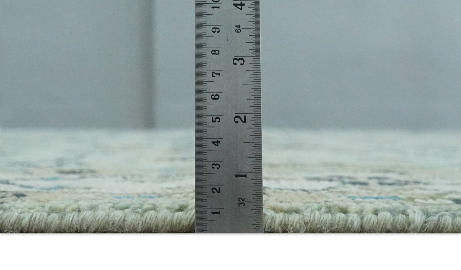 Moss Green and Ivory Multi Size Vintage Wool Hand Knotted Rug