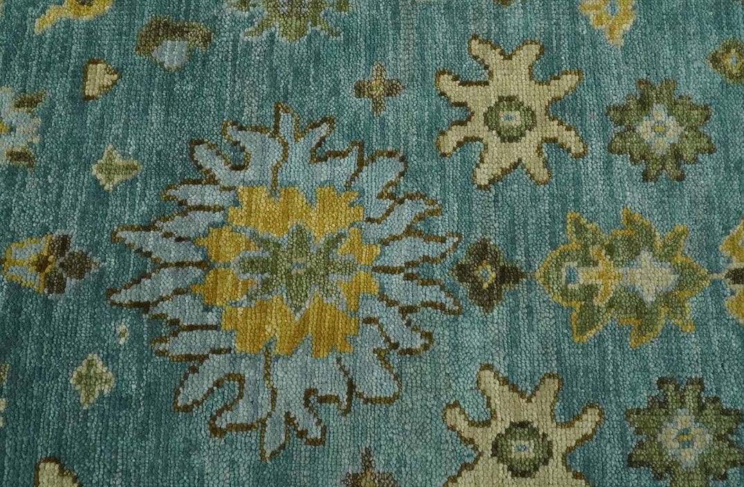 Antique Moss Green and Blue Wool Hand Knotted Traditional Oriental Ous ...