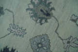 Antique multi size Hand Knotted Beige and Silver Traditional Floral Oushak wool Area Rug