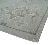 Antique Muted Silver Rug 8x11 Hand Knotted Turkish Silver, Beige and Brown Traditional Antique Persian Low Pile Area Rug