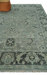 Antique Oushak Silver and Charcoal Multi size Wool Area Rug
