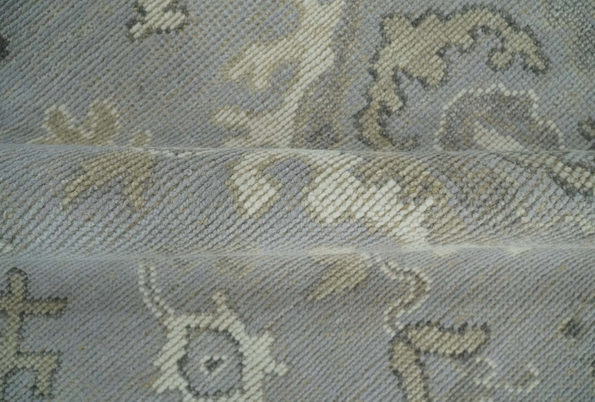 Antique Style Pastel Silver, Beige and Gray Low Pile Multi Size Oushak wool Area Rug