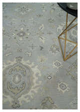 Antique Style Pastel Silver, Beige and Gray Low Pile Multi Size Oushak wool Area Rug