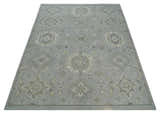 Antique Style Pastel Silver, Beige and Gray Low Pile Multi Size Oushak wool Area Rug
