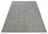 Antique Style Pastel Silver, Beige and Gray Low Pile Multi Size Oushak wool Area Rug