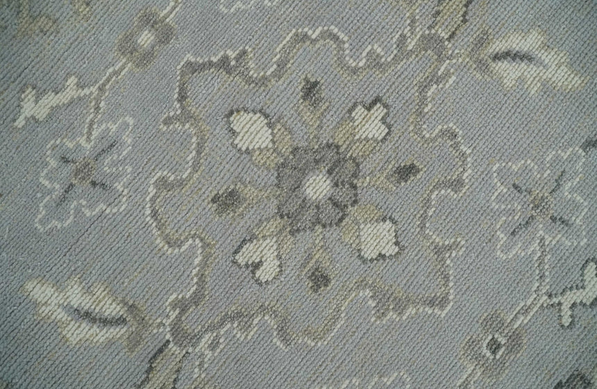 Antique Style Pastel Silver, Beige and Gray Low Pile Multi Size Oushak wool Area Rug