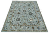 Light Blue, Beige and Gray Traditional Oriental Oushak Hand Tufted Custom Made wool Area Rug