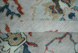 Ivory and Blue Vibrant Colorful Hand knotted Traditional Oushak Multi Size wool Area Rug