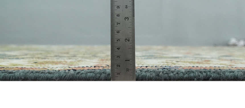 Antique look Hand knotted Green, Ivory and Gray Traditional Large design Multi Size wool Area Rug