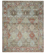 Antique look Tribal Garden Rug Hand Knotted Distressed finished oxidized Multi size wool Area Rug
