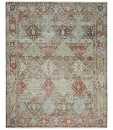 Antique look Tribal Garden Rug Hand Knotted Distressed finished oxidized Multi size wool Area Rug