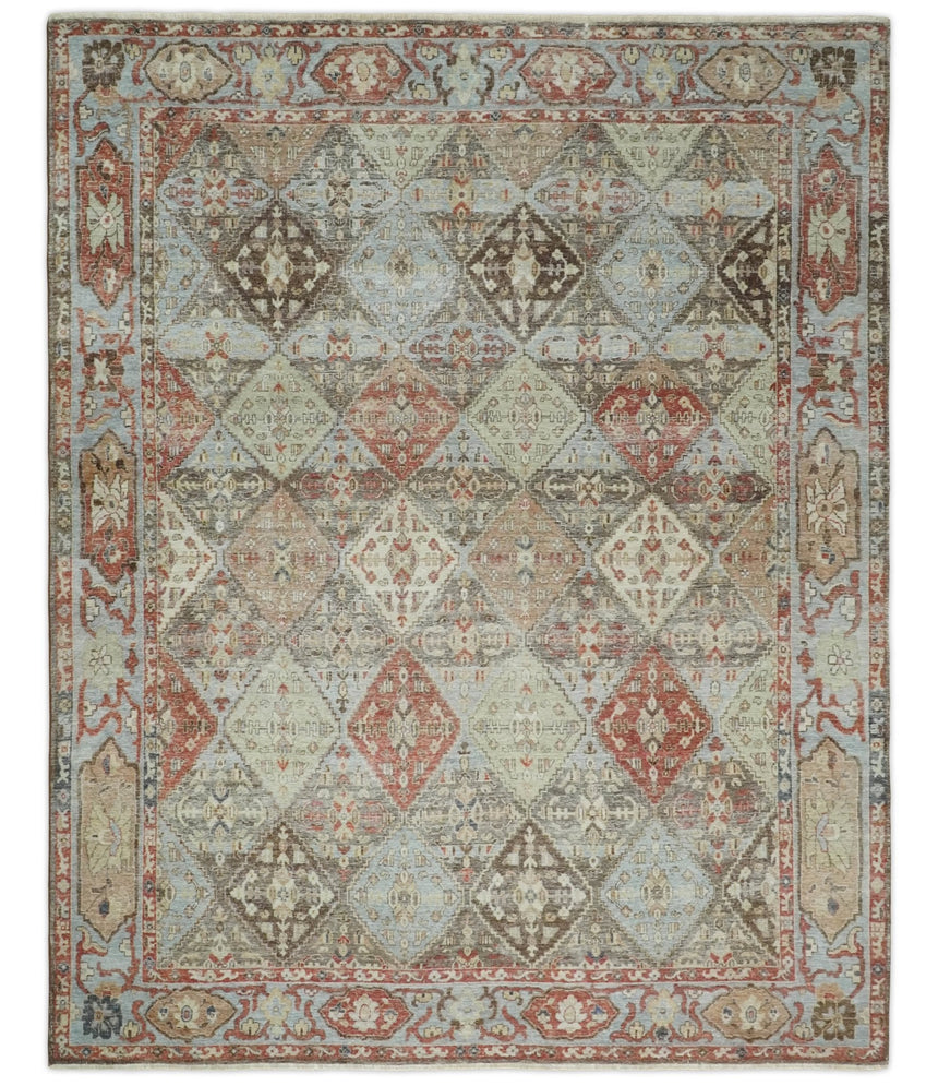 Antique look Tribal Garden Rug Hand Knotted Distressed finished oxidized Multi size wool Area Rug