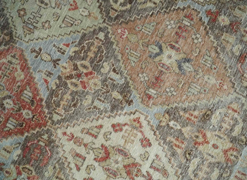 Antique look Tribal Garden Rug Hand Knotted Distressed finished oxidized Multi size wool Area Rug