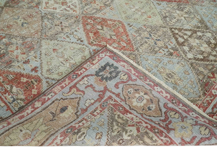 Antique look Tribal Garden Rug Hand Knotted Distressed finished oxidized Multi size wool Area Rug