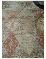 Antique look Tribal Garden Rug Hand Knotted Distressed finished oxidized Multi size wool Area Rug