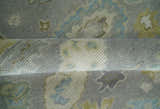 Antique Silver Hand Knotted Oushak Wool Area Rug