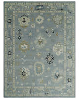 Custom Made Antique look Silver, Beige Hand Knotted Traditional Oushak Wool Area Rug
