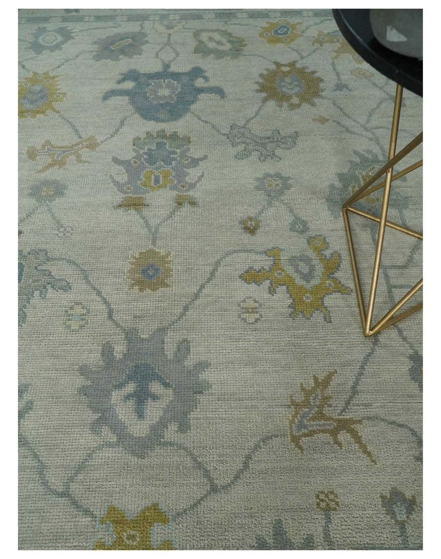 Antique Silver Hand knotted Traditional Multi Size Oushak Wool area Rug