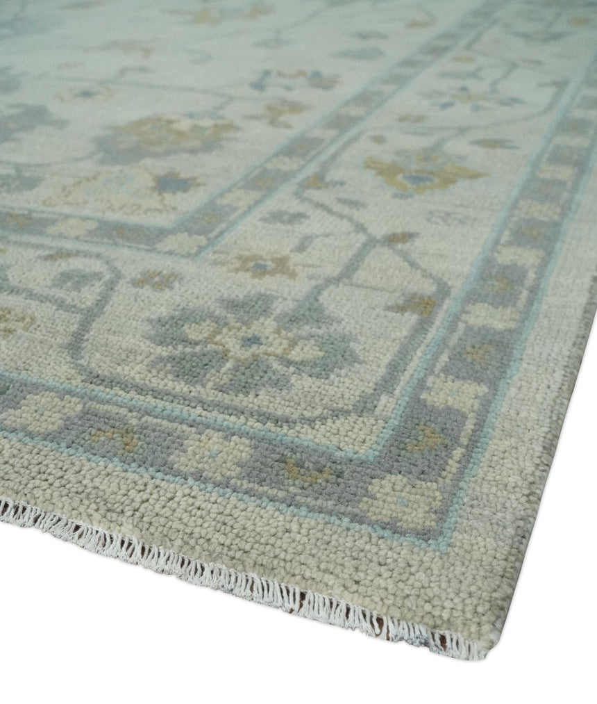 Antique Silver Hand knotted Traditional Multi Size Oushak Wool area Rug