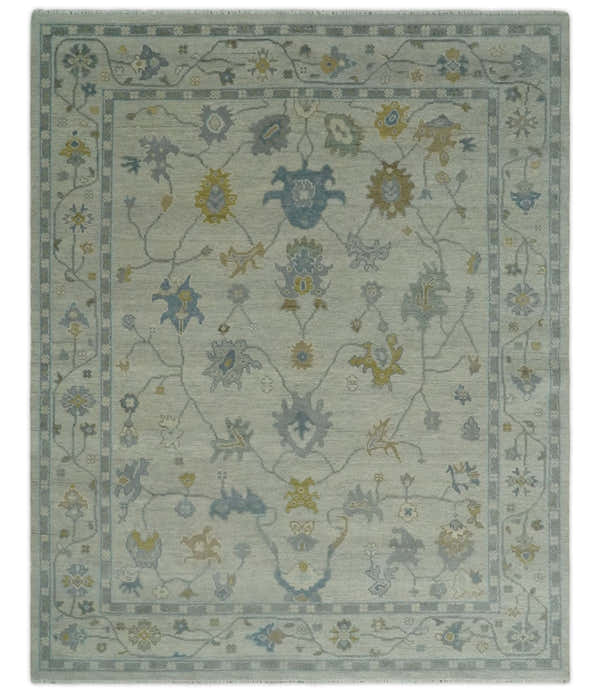 Antique Silver Hand knotted Traditional Multi Size Oushak Wool area Rug