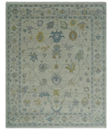 Antique Silver Hand knotted Traditional Multi Size Oushak Wool area Rug