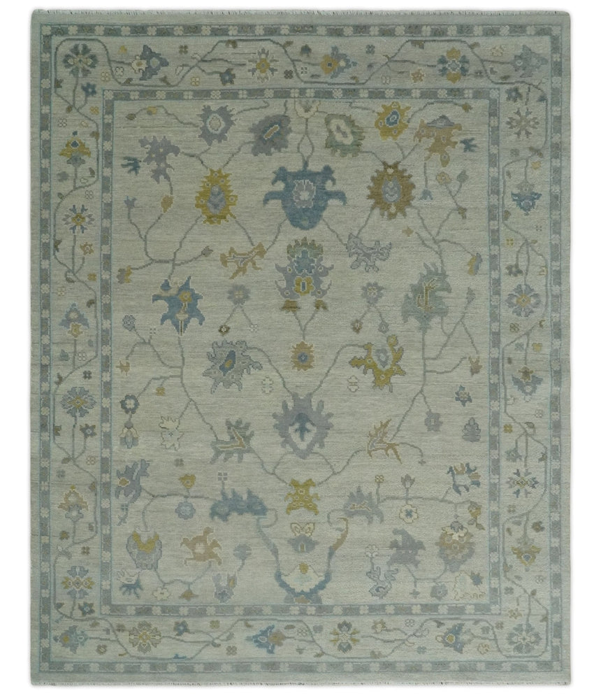 Antique Silver Hand knotted Traditional Multi Size Oushak Wool area Rug