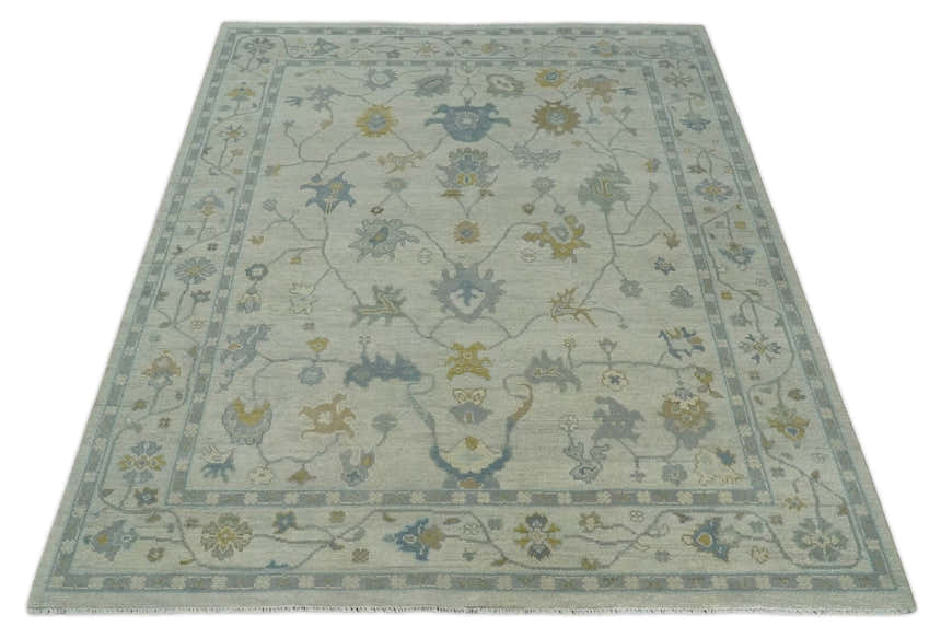 Antique Silver Hand knotted Traditional Multi Size Oushak Wool area Rug