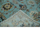 Antique Style Aqua Multi Size Hand Knotted Colorful Traditional Oushak Wool Area Rug