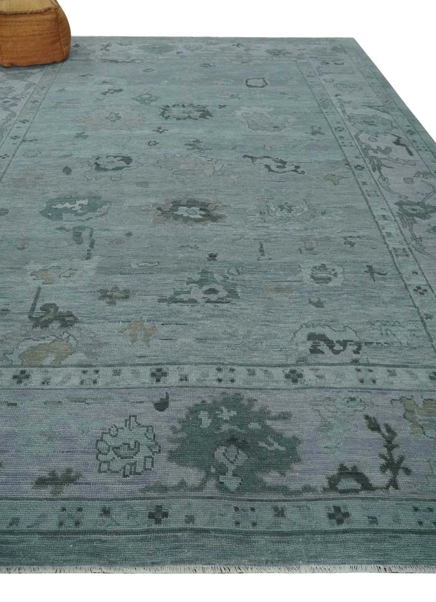 Antique style Gray and Silver Hand Knotted Multi Size Oushak Wool Area Rug