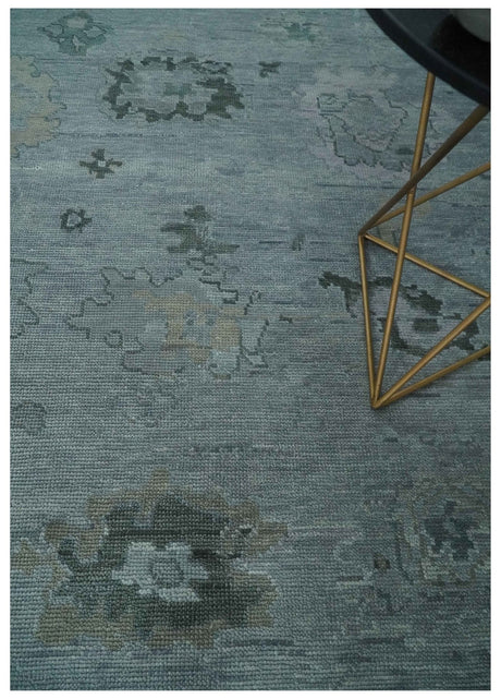 Antique style Gray and Silver Hand Knotted Multi Size Oushak Wool Area Rug