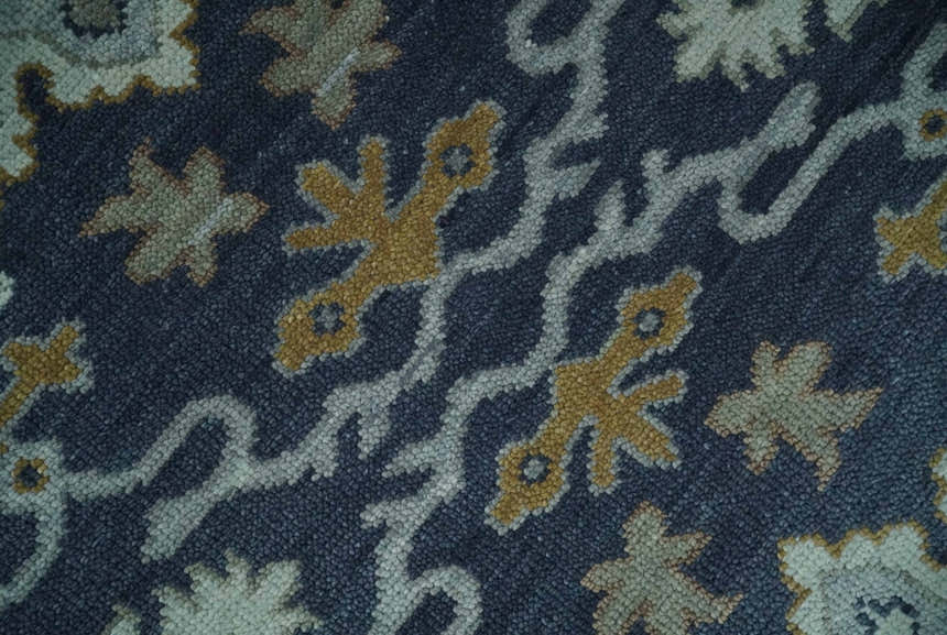 Antique style Blue and Silver Traditional Multi Size Hand Knotted Oushak Wool Rug