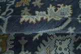 Antique style Blue and Silver Traditional Multi Size Hand Knotted Oushak Wool Rug
